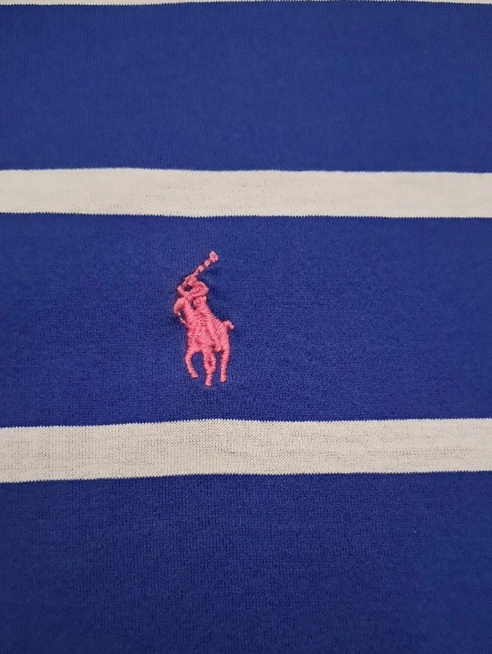 Ralph Lauren Polo Golf Men's Size XL Navy and White Striped Polo with Pink Pony